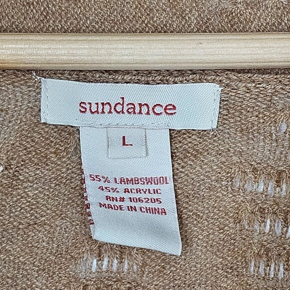 Sundance Womens Long Beige Lambswool & Acrylic Open Front Cardigan Sweater L - Picture 3 of 7